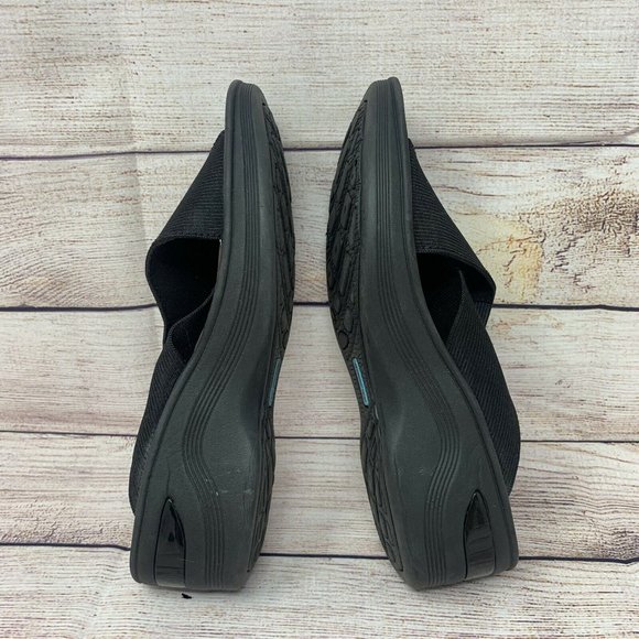 Bzees Desire Women’s 7M Black Elastic Strap Comfort Slip On Slide Wedge Sandals - Picture 6 of 7